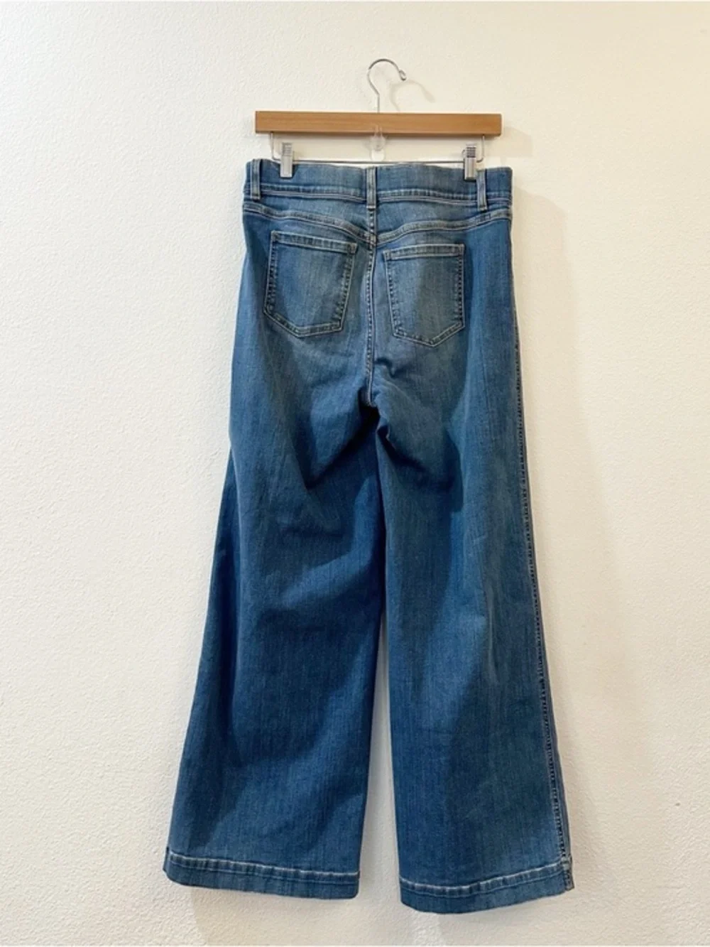 SPANX Seamed Front Wide Leg Denim‎ Jeans Size Medium Vintage Indigo